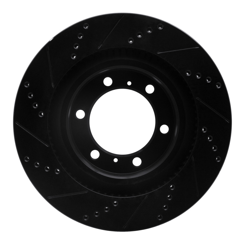 Lexus GX460 Brake Rotor (1) - Front Right - R1 Concepts - Drilled & Slotted - Black - `10-`24